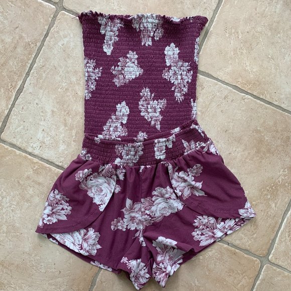 Hot Kiss Pants - HOT KISS 2pc Floral Set Tube Top and High Waisted Elastic Shorts